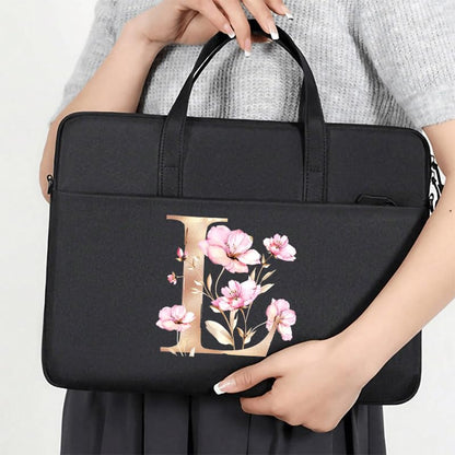 Computer Bag For Men & Women, With Initial Laptop Bag,14/15inches Messenger bag For Office、Business、Travel、School - color: Bk-l