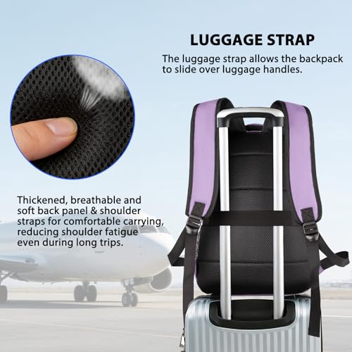 Goloni Travel Backpack, 17 Inch Laptop Backpack for Men Women, Business Backpack with Luggage Strap,Purple - color: Purple