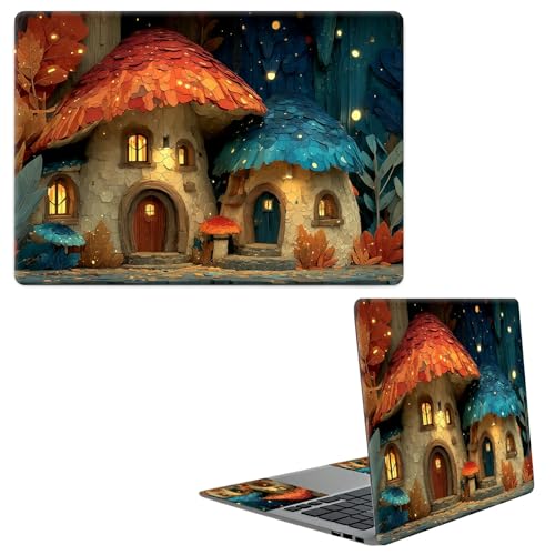 Laptop Skin Sticker Decal, Universal Protective Cover Fit 12 13 14 15.6 Inch Notebook, Reusable Water-Resistant Vinyl Decal w/ 2 Wrist Pads for Business Travel Office, Mushroom Leaves - color: Mushroom Leaves