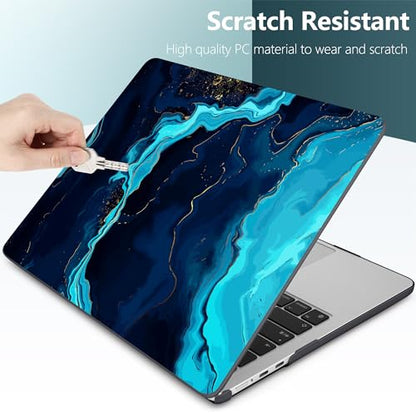 DONGKE for MacBook Air 13 Inch Case M5 2026 M4 2025 M3 M2 2024-2022 A3449 A3240 A3113 A2681, Plastic Hard Shell & Keyboard Cover & Screen Film for MacBook Air 13.6 Inch Case - Blue Marble - color: Blue Marble D077