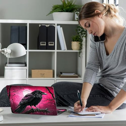 Laptop Skin Sticker Decal 12" 13" 13.3" 14" 15" 15.6",Waterproof Scratch Resistant Vinyl,Reusable Easy to Apply,for MacBook HP Dell Notebooks Netbooks Laptop,2 Wrist Pads,Cute Crow Pink - color: Cute Crow Pink