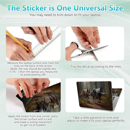 Laptop Skin Sticker Decal 12"-15.6" Universal Laptop/Notebook/Netbook Vinyl - Waterproof Scratch Resistant,Fits HP Dell Lenovo MacBook,2 Free Wrist Pads,Easy Apply & Remove,Forest Wolf Couple - color: Forest Wolf Couple