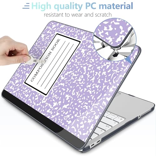 MEEgoodo Printed Case for New MacBook Neo 13 inch 2026 Release(Fit Model A3404), Laptop Hard Shell Cases with Keyboard Skin & Screen Protector & Webcam Covers, Composition Book Purple - color: Composition Book Purple