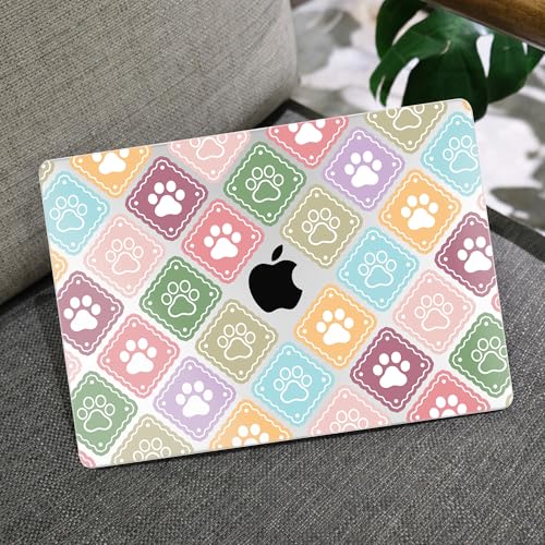 MEEgoodo Case for M5/M4/M3/M2 MacBook Air 13 inch Case 2026 2025 2024 2022, Fit Model A3449/A3240/A3113/A2681, Laptop Hard Shell Compatible with MacBook Air 13.6-inch, Dog Paw & Checked - color: Dog Paw & Checked