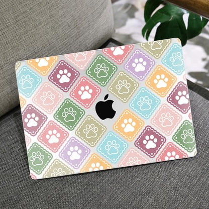 MEEgoodo Case for M5/M4/M3/M2 MacBook Air 13 inch Case 2026 2025 2024 2022, Fit Model A3449/A3240/A3113/A2681, Laptop Hard Shell Compatible with MacBook Air 13.6-inch, Dog Paw & Checked - color: Dog Paw & Checked