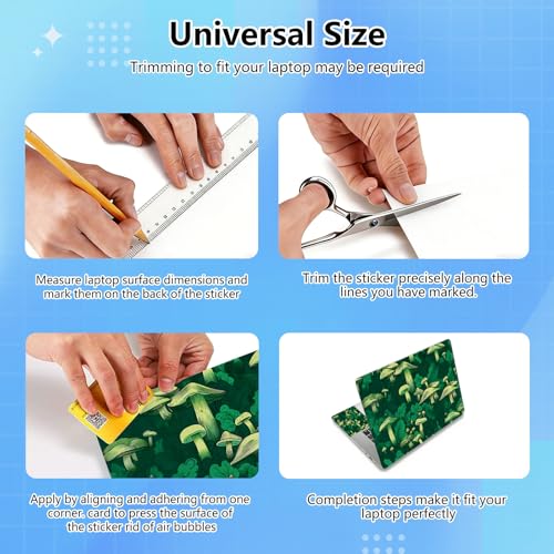 Universal Laptop Skin Sticker Decal for 11.6”12" 13" 13.3" 14" 15" 15.4" 15.6" Reusable Waterproof Scratch-Scratch Resistant Protective Vinyl Laptop Notebook Skin Stickers - Green Mushrooms - color: Green Mushrooms