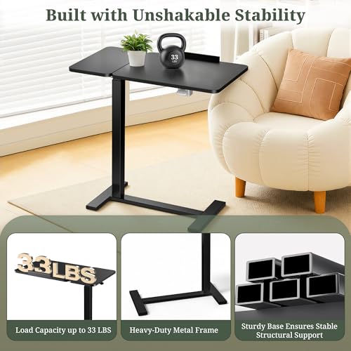 Mobile Standing Desk, Height Adjustable Laptop Desk with Tilting Top | Stable Steel Frame, Smooth Lift Mechanism, Adjustable Tilt Surface, Easy Assembly, Ideal for Home, Office & Dorm, Black - color: Black, style: Tilt Adjustable