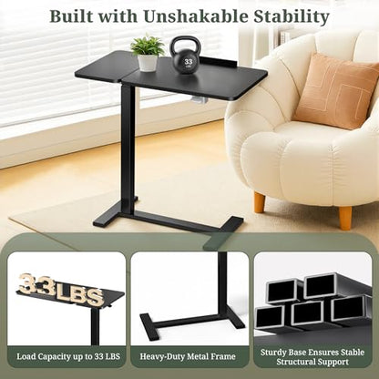 Mobile Standing Desk, Height Adjustable Laptop Desk with Tilting Top | Stable Steel Frame, Smooth Lift Mechanism, Adjustable Tilt Surface, Easy Assembly, Ideal for Home, Office & Dorm, Black - color: Black, style: Tilt Adjustable