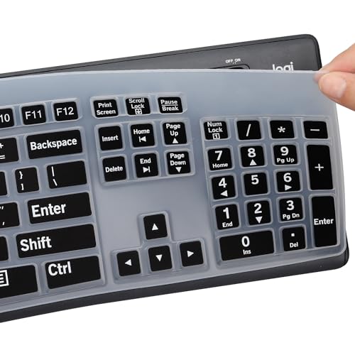 Large Print Keyboard Cover for K270 Wireless Keyboard, Logitech MK295 MK275 MK270 Wireless Keyboard Cover, Logitech K200 K260 K270 MK200 MK260 K270 K275 K295 Keyboard Cover Skin Protector -Black - color: BK