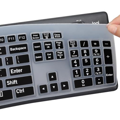 Large Print Keyboard Cover for K270 Wireless Keyboard, Logitech MK295 MK275 MK270 Wireless Keyboard Cover, Logitech K200 K260 K270 MK200 MK260 K270 K275 K295 Keyboard Cover Skin Protector -Black - color: BK
