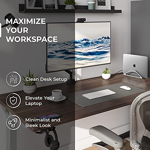 HumanCentric Vertical Laptop Stand for Desks in Space Grey, Upright Adjustable Holder to Dock Apple MacBook Stand, and Other Laptops to Organize Work & Home Office, Automatic Grip - color: Space Gray