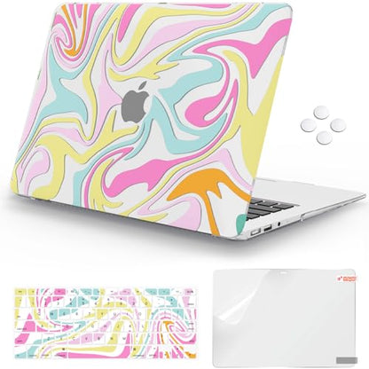 iCasso Compatible with MacBook Air 13 inch Case (Release 2010-2017 Older Version), Hard Shell Plastic Protective Case & Keyboard Cover Only for MacBook Air 13 Model A1369/A1466, Colorful Fluid - color: Colorful Fluid