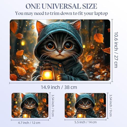 Universal Laptop Skin Sticker Decal,15.6 Inch Laptop Vinyl Cover for 13" 14" 15.6" Laptop,Scratch-Resistant Waterproof Protector Wrap,Reusable with Wrist Pads,Autumn Lantern Cat - color: Autumn Lantern Cat