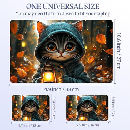 Universal Laptop Skin Sticker Decal,15.6 Inch Laptop Vinyl Cover for 13" 14" 15.6" Laptop,Scratch-Resistant Waterproof Protector Wrap,Reusable with Wrist Pads,Autumn Lantern Cat - color: Autumn Lantern Cat