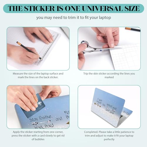 Laptop Skin Sticker Decal, 12" 13" 13.3" 14" 15" 15.4" 15.6 inch Personalized Universal Vinyl Notebook Skin Sticker Cover Art Protector Decal with Free 2 Wrist Pads, Stay Positive Blue - color: Stay Positive Blue