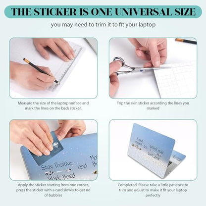 Laptop Skin Sticker Decal, 12" 13" 13.3" 14" 15" 15.4" 15.6 inch Personalized Universal Vinyl Notebook Skin Sticker Cover Art Protector Decal with Free 2 Wrist Pads, Stay Positive Blue - color: Stay Positive Blue