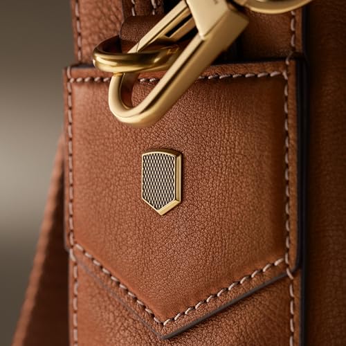 Fossil Men's Haskell or Asher Leather Messenger Briefcase Work Laptop Bag for Men - color: Asher Brown Leather