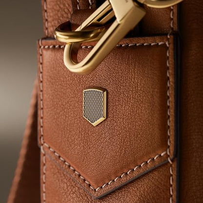 Fossil Men's Haskell or Asher Leather Messenger Briefcase Work Laptop Bag for Men - color: Asher Brown Leather