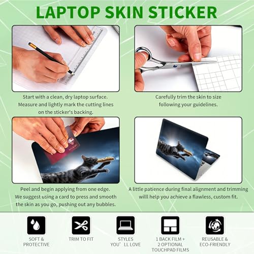 Laptop Skin Sticker Decal, Universal Protective Cover Fit 12 13 14 15.6 Inch Notebook, Reusable Water-Resistant Vinyl Decal w/ 2 Wrist Pads for Business Travel Office, Gray Cat Galaxy - color: Gray Cat Galaxy