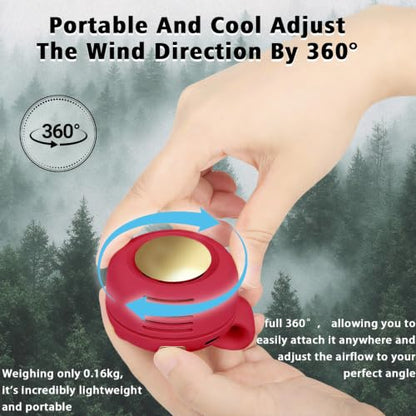 Portable Clip-On Fan, Mini USB Rechargeable 360° Rotatable Fan, Personal Fan 3-Speed Silent Mini Bladeless Fans (1 pack（Red）) - color: 1 pack（Red）