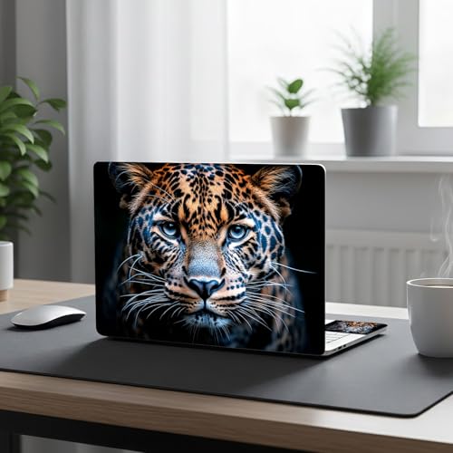 Aesthetic Laptop Skin Cover,12-15.6 Inch Universal Vinyl Sticker Decal,Leopard Face Pattern Waterproof Scratch-Resistant Notebook Wrap,Removable Residue-Free Protector - color: Leopard Face Pattern