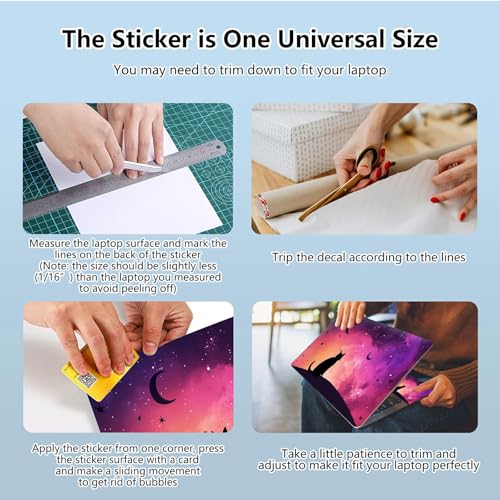 Universal Laptop Skin Sticker with 2 Wrist Pad Skins, Waterproof Scratch Resistant Vinyl Laptop Cover Decal, Cut to Fit for 11–15.6 Inch MacBook HP Dell Lenovo, Cat Purple Sky - color: Cat Purple Sky