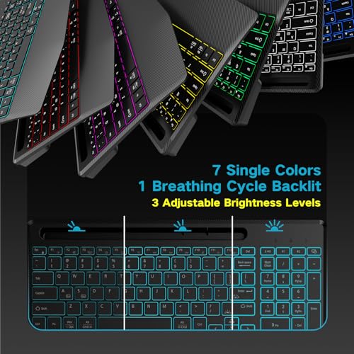 Hamile Wireless Backlit Keyboard with Wrist Rest, Rosepink | 2.4G and Bluetooth keyboard with 8 backlight effects, slim rechargeable silent keys, holder, and Windows/Mac support - color: RosePink