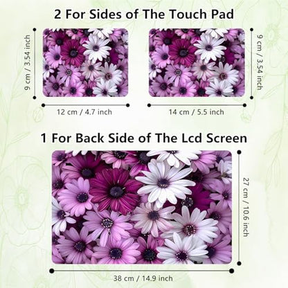 Laptop Skin Sticker Decal, Universal Reusable Vinyl Laptop Cover for 12" 13" 13.3" 14" 15" 15.4" 15.6" Notebook PC, Reusable Waterproof Scratch-Resistant with 2 Wrist Pads,Chrysanthemum Wildflower - color: Chrysanthemum Wildflower