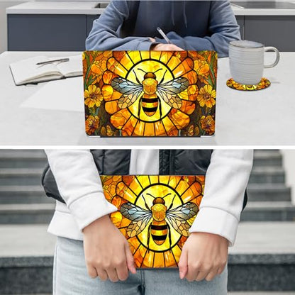 Laptop Skin Sticker Decal 12"-15.6" Universal Laptop/Notebook/Netbook Vinyl - Waterproof Scratch Resistant,Fits HP Dell Lenovo MacBook,2 Free Wrist Pads,Easy Apply & Remove,Cute Bee - color: Cute Bee