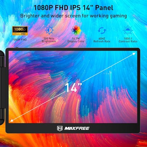 Maxfree Triple Laptop Screen Extender, S2 14" 1080P HD Portable Dual Monitor for 13.3-17″ Laptops, Plug & Play Monitor Extender Compatible with Windows/Mac/Surface/Android/Switch - style: S2