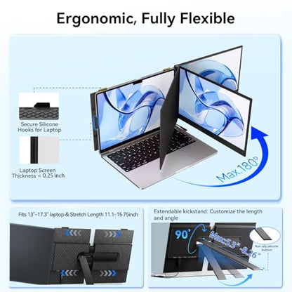 14 Inch Portable Monitor FHD 1080P IPS Ultra-Thin Laptop Screen Extender | Ligthweight Extended Screen for Laptops 13-17.3" USB-C/HDMI Plug and Play for Windows/Mac/Android/PS5 - size: 14" Monitor-B