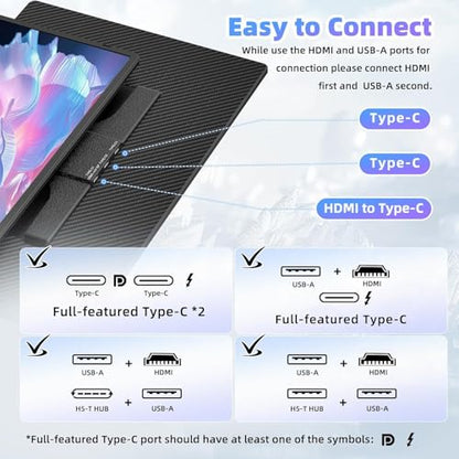 15.6 Inch Laptop Screen Extender Monitor 235° Rotation 1080P Triple Monitor | 120% sRGB FHD IPS Detachable Travel Extra Screen Compatible with Wins Mac Chrome Dex Fits 13-17" Laptops - size: 15.6" Monitor-B