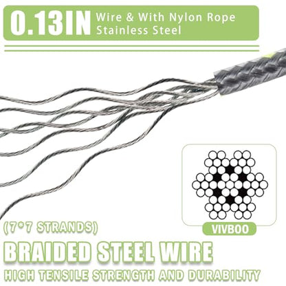0.13IN Security Steel Cable 4/6/10/15FT Lengths Bike Lock Cable, Cable Rope, Stainless Steel Cable with Loops for Safety and Security - color: Gray, size: 4ft（2Pack）