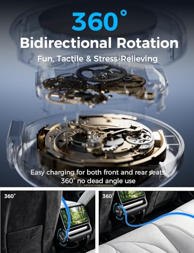 Retractable USB C Car Charging Cable for Toyota RAV4/Camry/Corolla, 360° Rotating Base, Supports USB C & USB A Ports, Compatible with iPhone 15/16/17 & Samsung Galaxy, Car Interior Accessories