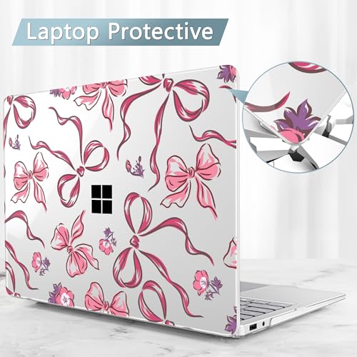 Mektron Printed Case for 2025 Microsoft Surface Laptop Windows 11 Copilot+ PC Surface Laptop 13 inch Touchscreen Display Cover Fits Model 2095, Flowers-Bows-Red - color: Flowers-Bows-Red
