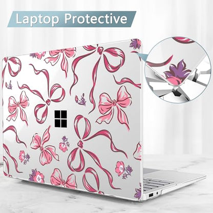 Mektron Printed Case for 2025 Microsoft Surface Laptop Windows 11 Copilot+ PC Surface Laptop 13 inch Touchscreen Display Cover Fits Model 2095, Flowers-Bows-Red - color: Flowers-Bows-Red