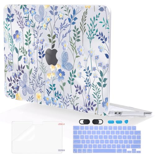 for MacBook Neo 13 inch Case 2026 A3404 with A18 Pro Chip, Anti-Scratch Slim Pattern Plastic Hard Shell Case 13-inch Neo Protective Cover with Keyboard Cover & Screen Film, Meadow Wildflower - color: Meadow Wildflower