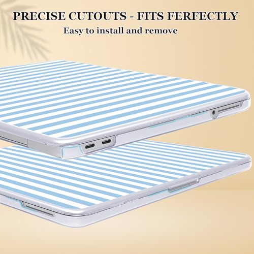 Compatible with MacBook Neo 13 inch Case 2026 Release Model A3404 Cover, Ultra-Thin Pattern Plastic Hard Shell Case Keyboard Cover Screen Protector Dust Plug, Blue Stripes - color: Blue Stripes