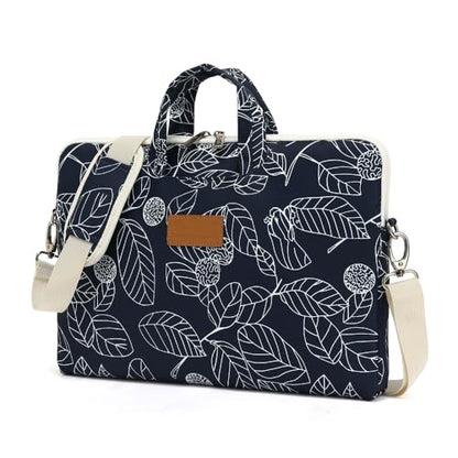 canvaslife Patten Waterproof Laptop Shoulder Messenger Bag Case Sleeve for 14 Inch 15 Inch Laptop Briefcase 15.6 Inch (Blue leaves) - color: Blue Leaves, size: 15 inch/15.6 inch