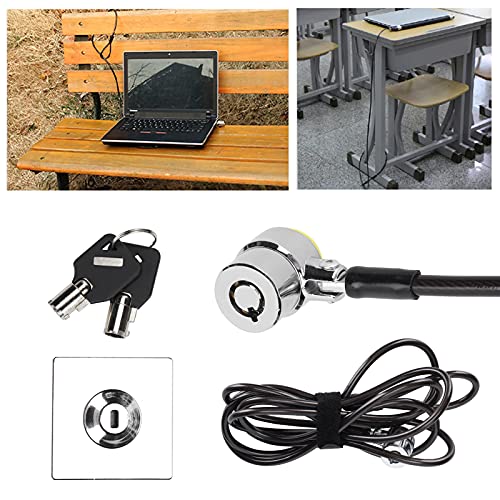 Laptop Lock Galvanized Steel Security Cable 2m Length 180 Degree Rotation for Notebook Monitor Projector Office Dormitory Public, 360 Dual Shaft Universal Keyhole Compatible