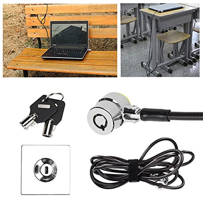 Laptop Lock Galvanized Steel Security Cable 2m Length 180 Degree Rotation for Notebook Monitor Projector Office Dormitory Public, 360 Dual Shaft Universal Keyhole Compatible