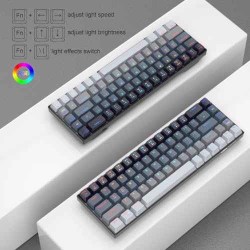 MageGee Portable 60% Mechanical Gaming Keyboard, RGB Backlit Compact 68 Keys Mini Wired Office Keyboard with Red Switches for Laptop PC Mac - Gradient Black - color: Gradient Black/Red Switch