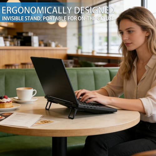 2 Pack Aluminum Laptop Stand, 2-Level Height Adjustable Foldable Compact Portable Desk & Keyboard Riser, Fits 11–17 inch Laptops, Ergonomic Holder for Home, Office, Travel