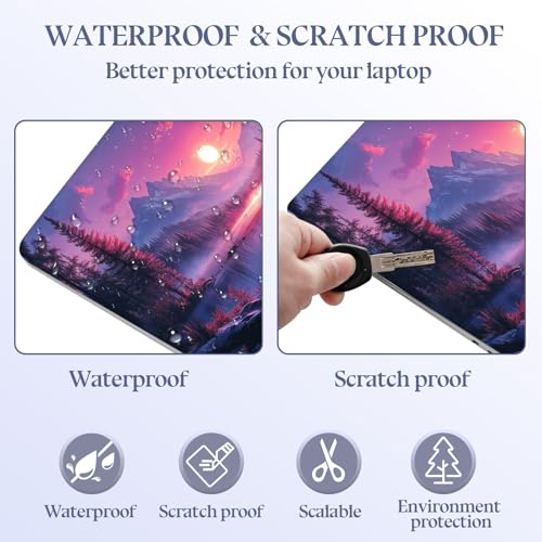 Universal Laptop Skin Sticker Decal,15.6 Inch Laptop Vinyl Cover for 13" 14" 15.6" Laptop,Scratch-Resistant Waterproof Protector Wrap,Reusable with Wrist Pads,Pink Mountain Sunset - color: Pink Mountain Sunset