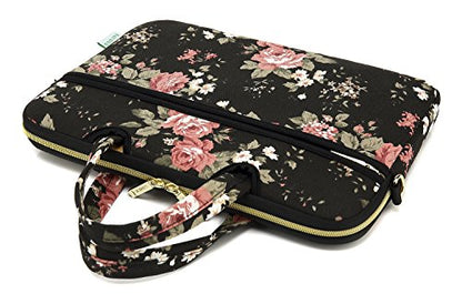 Black C Rose Patten water resistant Laptop Shoulder Messenger Bag Case Sleeve for 12 Inch 13 Inch Laptop,Laptop Briefcase - color: Black C Rose, size: 13-13.3 Inch