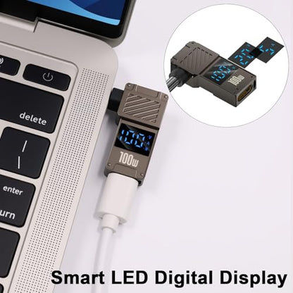 Poyiccot DC 5.5x1.7mm Power Plug, USB C Female to DC 5.5x1.7mm Power Adapter, 90 Degree, LED Digital Display, 100W Output 20V 5A Charger Connector for Laptop,1-Pack - color: 5.5x1.7mm