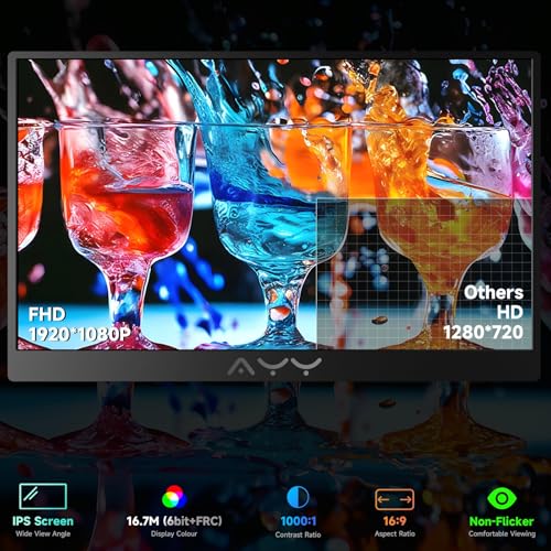 AYY 15.6 Inch Portable Monitor 1080P FHD USB-C HDMI External Display for Laptop Phone MAC PS5 Switch Xbox, Ultra-Slim 100% sRGB Portable Second Screen with Dual Speakers & Smart Cover, IPS, Black - size: 15.6 inch, style: 60Hz/IPS/1080P