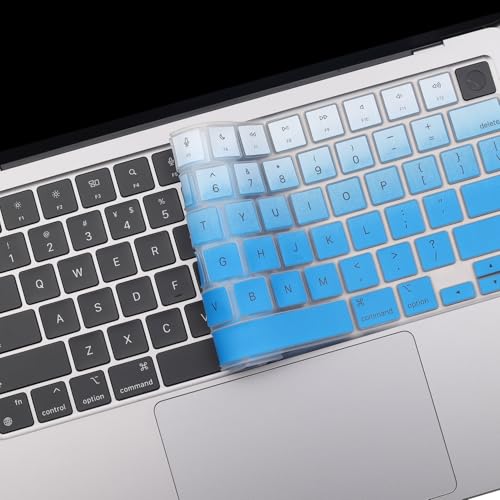 2 Pack Keyboard Cover for 2026-2021 MacBook Pro 14" 16" M5 M4 M3 M2 M1 Pro/Max, 2026-2023 MacBook Air 13" 15" M5 M4 M3 M2, Keyboard Skin for 14.2" 16.2" MacBook Pro /13.6" 15.3" US-Ombreblue - color: Ombreblue+TPU