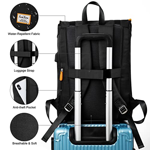 YAMTION 17" Laptop Backpack College Bookbag High School Backpack for Girls & Boys Teenagers,Backpack Business Laptop Knapsack with USB Charging Port for Women & Men - color: Black