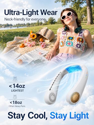 TORRAS COOLiFY Air 2026 Upgraded Neck Fan Air Conditioner, Dual-Airflow Pro Cooling, Ultra Light Portable Fan Rechargeable, Personal Cooling Fan Travel Essentials, Gift for Dad Father,White - color: White